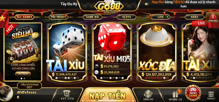 Sảnh cổng game Go88 đa dạng hình thức thể loại thu hút người chơi.