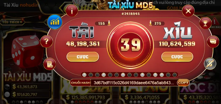 Hướng Dẫn Cách Chơi Casino Tài Xỉu MD5 Tại Go88 Thắng Đậm