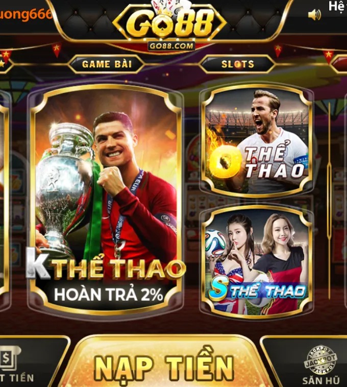 Sảnh Thể Thao GO88 là nơi cá cược thể thao trực tuyến rất được ưa chuộng, mang đến trải nghiệm cá độ hấp dẫn, kịch tính với hàng nghìn trận đấu mỗi ngày.