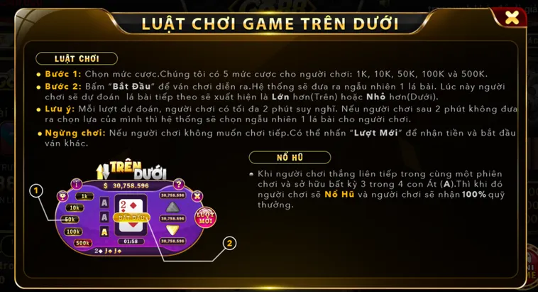 Hướng Dẫn Cách Chơi Minigame Trên Dưới Tại Go88 Thắng Nhanh Siêu Dễ